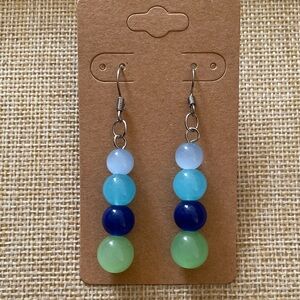 Elegant Blue and Green Beaded Earrings